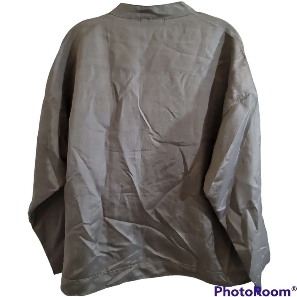 NWT Chico's Design Kaylee Eastland Jacket Gunmetal 3 XL Asian Inspire Embroidery